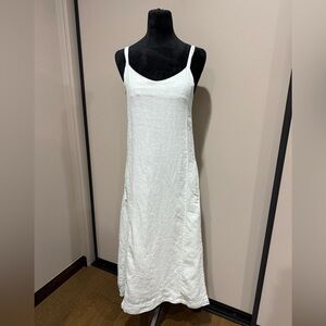 knee length dresses for ladies White Pure Linen Mini Dress – Modi The Label